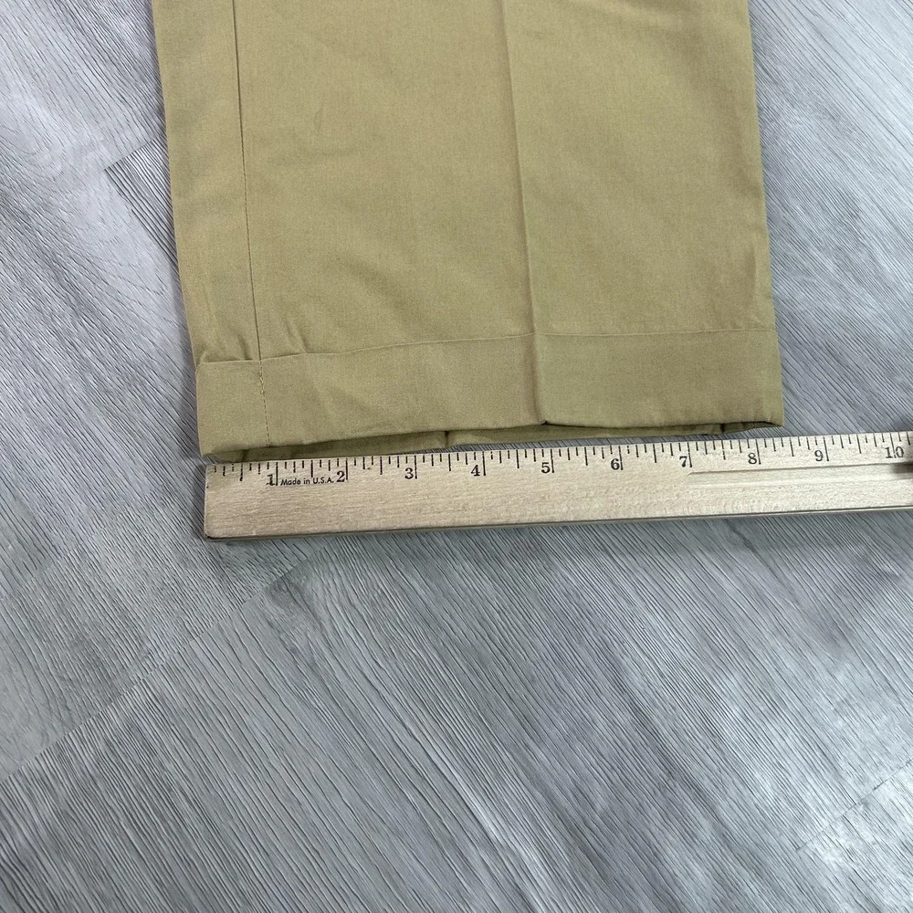 Brioni Pants Mens 40x28 Beige 100% Cotton Pleated Cuffed Dress Chino Italy